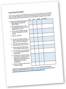 Teach-back checklist