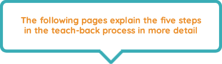 Five key steps in the teach-back process